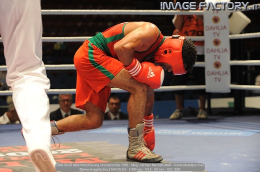 2009-09-05 AIBA World Boxing Championship 1556 - 54kg - Hicham Mesbahi MAR - Kanat Abutalipov KAZ